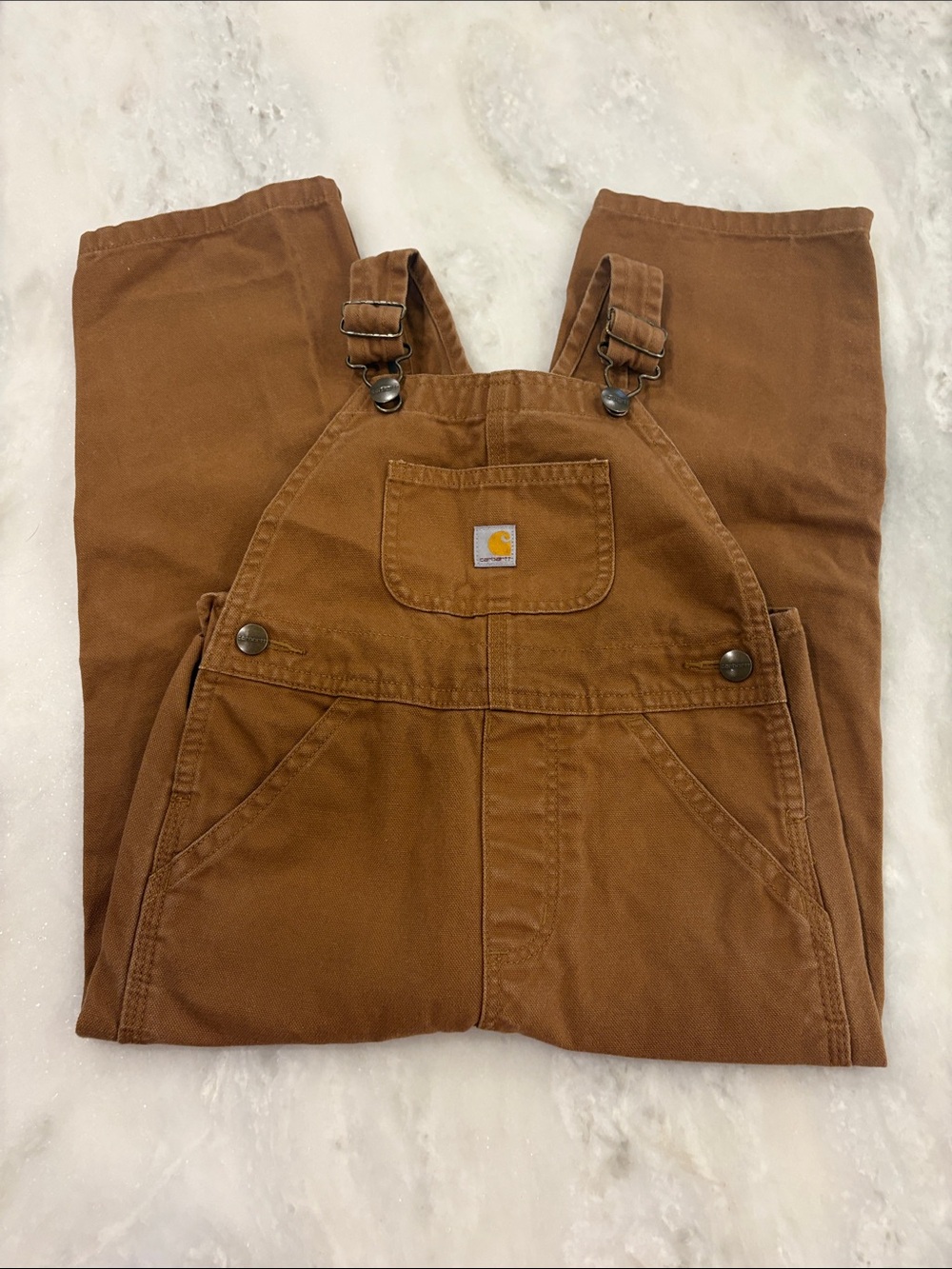 Toddler Carhartt Brown Workwear Canvas Overalls with Front Pocket